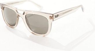 Ray-Ban Occhiali da sole squadrati in acetato beige trasparente con lenti verdi-Neutro