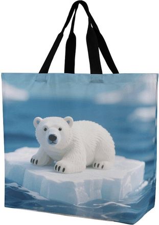 Generic Arctic White Bear Grocery Bag Foldable Tote Bag Eco Friendly Shoulder Bags For Travel Picnic Ladies