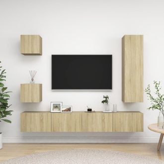 vidaXL Vidaxl - Juego De Muebles De Sal&oacute;n 5 Piezas Roble Sonoma