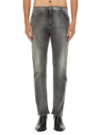 Balmain Regular Fit Cotton Jeans - Gray