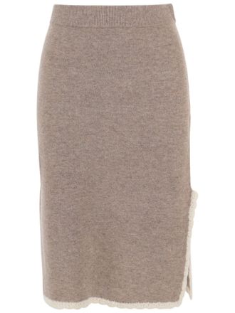 The Garment Beige Como Scalloped-Trim Wool-Cashmere Midi Skirt