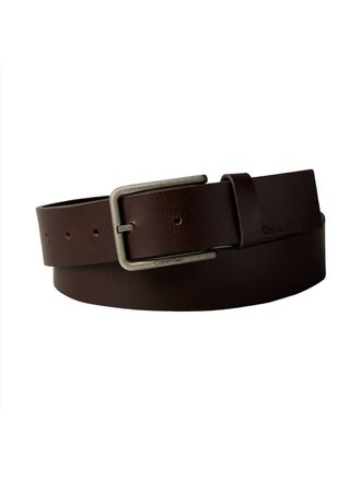 Calvin Klein Lederg&uuml;rtel CALVIN KLEIN WARMTH BUCKLE, Herren, Gr. 11,5, ck schwarz braun, antique silber, Rindsleder, unifarben, G&uuml;rtel Lederg&uuml;rtel, Gr&ouml;ssenverstell