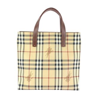 Burberry Beige Brown Pvc Handbag Tote Bag (Pre-Owned)