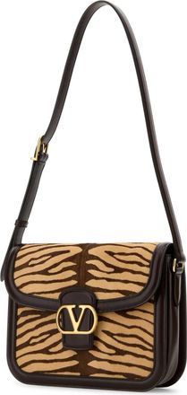 Valentino Garavani Womens Two-Tone Calf Hair And Leather 9to5 Shoulder Bag Beigetestadimorooakbrown Borse A Mano