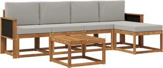 vidaXL Conjunto De Sof&aacute;s De Exterior 6 Uds. Natural Y Gris Claro Vidaxl
