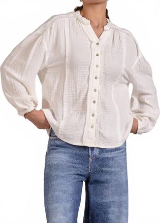 Elan Gauze Button Up Shirt In White