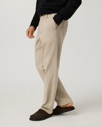 Vuori Clothing Benton Twill Elastic Waist Pants Relaxed Fit 30 | Limestone | XS, Size Extra Small