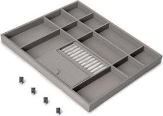 Emuca Emuca Caj&oacute;n Organizador Para Armarios Y Vestidores Quartz, 540 (m70), Piel Ecol&oacute;gica Y Madera, Titanio