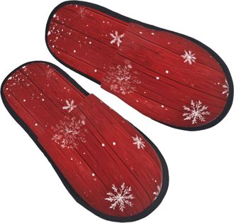 Generic Cosy House Slipper Snow White Tree Christmas Wood House Shoes Fluffy Home Slippers for Winter Indoor Guest M