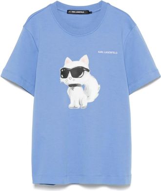 Karl Lagerfeld Choupette-print T-shirt - women - Organic Cotton - S - Blue