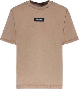 Dolce & Gabbana Katoenen T-Shirt met Print - Heren - T-shirts - Beige - S - Katoen - Tops