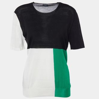 Joseph Color Block Cotton Knit Lightweight Sweater
