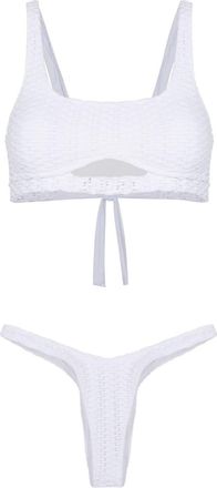 Amir Slama woven-design cut-out bikini - women - Polyamide/Elastane - GG - White