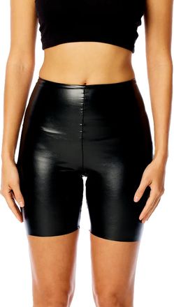 LBLC The Label Dante Leather Biker Short In Black