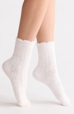 Nordstrom Cozy Scallop Crew Socks in Ivory at Nordstrom, Size 9