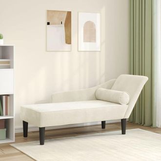vidaXL Chaise Longue con Cuscini Crema in Velluto - Vidaxl