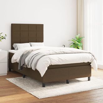 vidaXL Vidaxl - Cama Box Spring Con Colch&oacute;n Tela Marr&oacute;n Oscuro 120x200 Cm