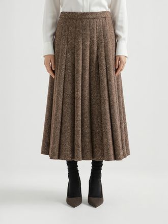 Brunello Cucinelli Gonna midi a ruota in misto lana con design plissettato