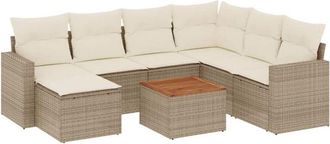 vidaXL Vidaxl - Juego De Sof&aacute;s De Jard&iacute;n Con Cojines Beige 8 Pzas Rat&aacute;n Pe