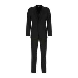 Dolce & Gabbana Single Breasted Suits, male, Black, S, Black Wool Blend Tracksuit