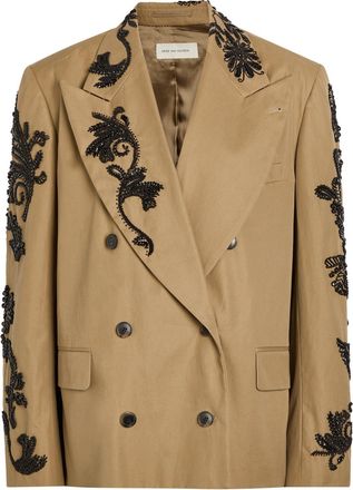 Dries Van Noten Bosea Bead-embellished Cotton-twill Blazer - Camel - S (UK8-10 / S)