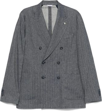 Manuel Ritz Double-Breasted Blazer - Heren - Blazers - Blauw - 2XL - Denim - Jassen
