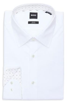 BOSS Hank Kent Slim Fit Easy Iron Dress Shirt in White at Nordstrom Rack, Size 17R