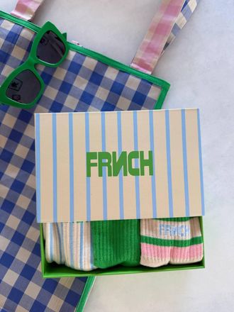 FRNCH Tethy Socks Set In Blue/green/pink/cream