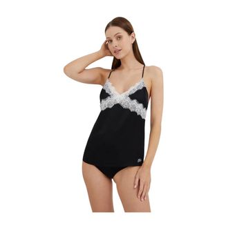 Karl Lagerfeld Nachtkleding, Dames, Zwart, S, Leer, Pyjamatop