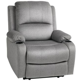 HOMCOM Recliner Armchair for Living Room - Recliner Chair with Cup Holder - Black | TJ Hughes Grey