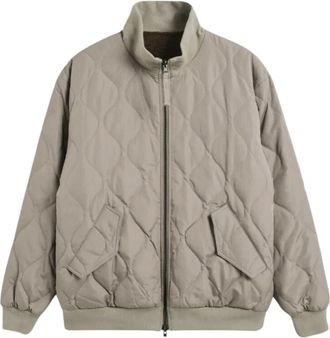 TAION Reversible Hi-Neck Down Jacket - Heren - Gewatteerde jassen - Bruin - S - Polyester - Jassen