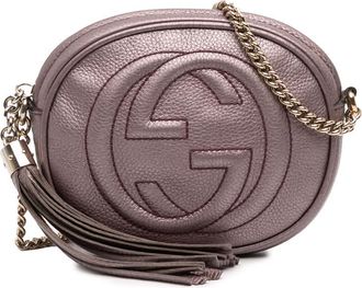 Gucci Pre-owned Gucci Mini Metallic Pebbled Calfskin Soho Chain Crossbody 353965 498879