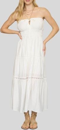 Blu Pepper Strapless Midi Dress in White at Nordstrom Rack, Size Medium