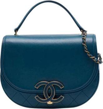 Chanel Pre-owned Coco Curve Bag - Dames - Vintage Schoudertas - Blauw - ONE Size - Leer - Vintage