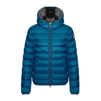 Colmar Jassen, Dames, Blauw, L, Korte gewatteerde jas met vaste capuchon