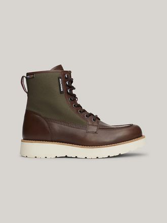 Tommy Hilfiger Mens Workwear Hybrid Leather Boot - Green - US 7.5 / EU 40