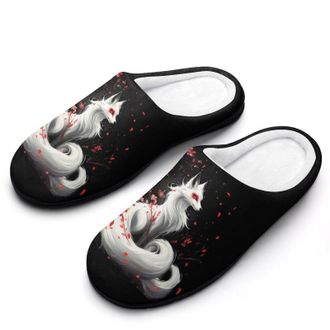Generic Fox Flowers Japanese Womens Slippers Warm House Slippers Indoor House Shoes with Anti-Skid Rubber Sole
