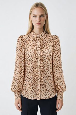 Exquise Carmen Long Sleeve Shirt in Beige at Nordstrom, Size Medium