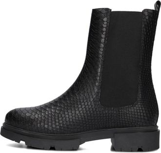 Omoda Schoenen, Dames, Zwart, 43 EU, Leer, Zwarte Chelsea Boots met Croco Print