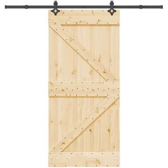 vidaXL Vidaxl - Puerta Corredera Con Herrajes Madera Maciza De Pino 95x210 Cm