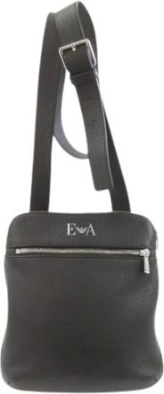 Armani Pre-owned Cross Body Bags, male, Black, Size: ONE SIZE Pre-owned Leather Shoulder Bag