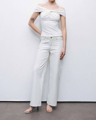 Nocturne Linea Twist Off-Shoulder Blouse In White