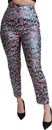 Dolce & Gabbana Multicolor Patterned Cropped High Waist Womens Pants