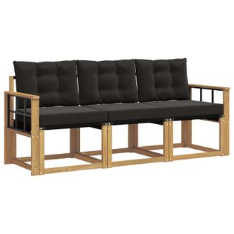 vidaXL Conjunto De Sof&aacute;s De Exterior Con Coj&iacute;n 3 Pcs Blanco Y Negro Vidaxl