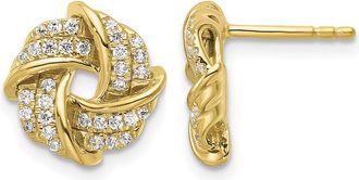 Diamond2Deal 14k Yellow Gold 1/3 ct Lab Grown Diamond Love Knot Stud Earrings VS Clarity, G-H Color