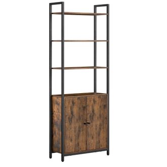 Vasagle Librer&iacute;a de 6 niveles con puerta de metal de color marr&oacute;n y negro