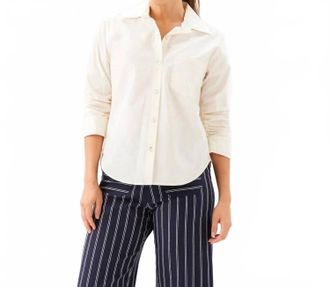 Karen Kane Ruched Sleeve Button Up Shirt In White