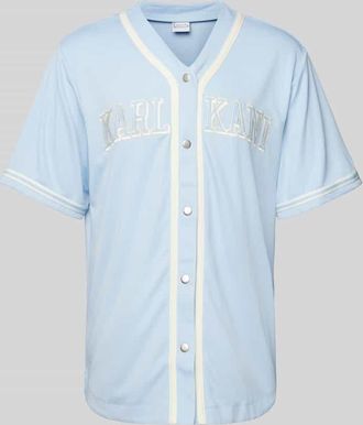 Karl Kani Freizeithemd mit Druckknopfleiste in Hellblau, Gr&ouml;&szlig;e L