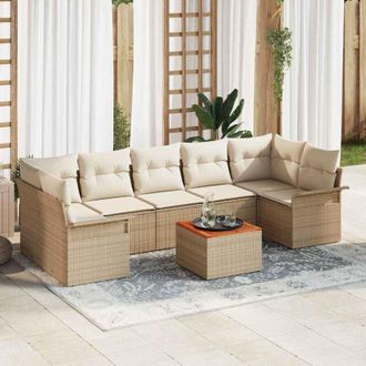 vidaXL Vidaxl - Conjunto De Sof&aacute; De Jard&iacute;n 8 Pcs Beige, Crema 55 X 55 X 37 Cm