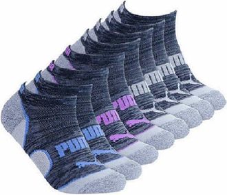 Puma Womens Low Cut Running Socks, Black/Blue, 5-9.5